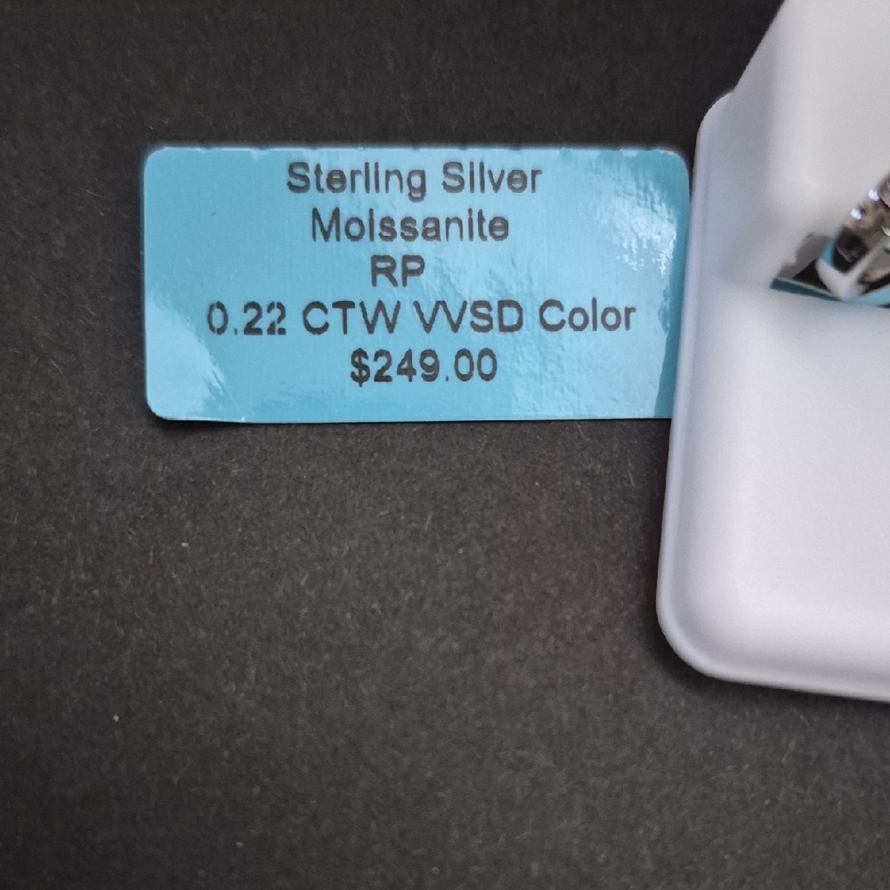 Moissanite Sterling Silver Huggie Earrings - Picture 4 of 4
